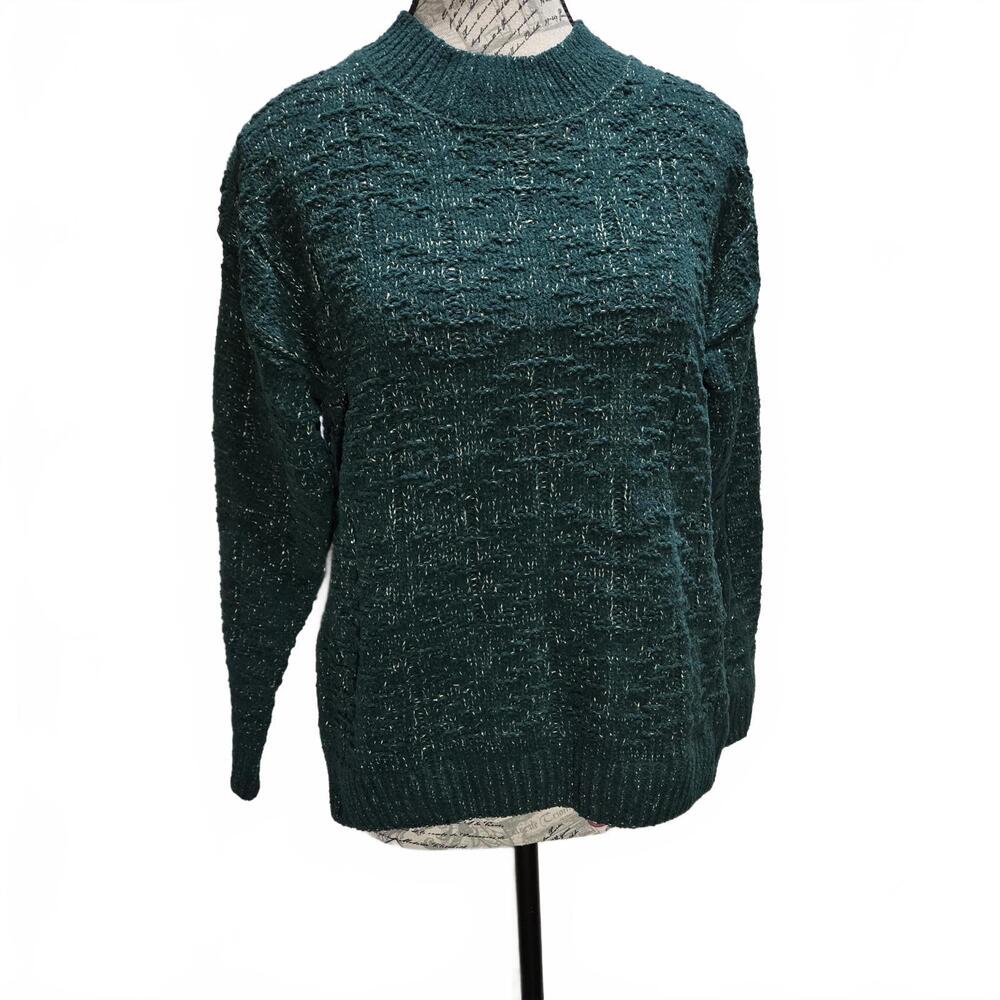 NWT Weatherproof Brand Women's Green Shimmer Knit Super Soft Sweater Medium